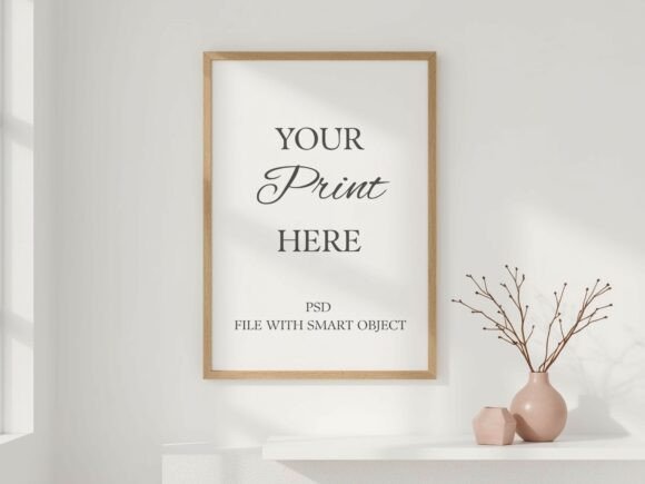 Download Vertical Wood Frame Mockup Zen Decor - Mockup Collection