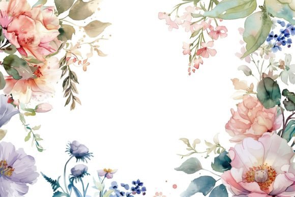 Download Watercolor Floral Frame - Water Collection