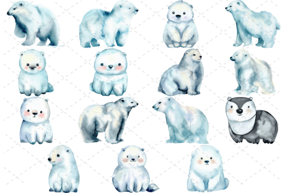 Download 15 Watercolor Arctic Animals Bundle - Water Collection