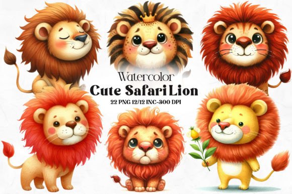Download Watercolor Cute Safari Lion Clipart - Water Collection