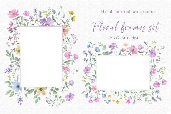 Download Watercolor Floral Frame Set - Water Collection