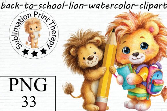 Download Watercolor Back to School Lion Clipart - Water Collection
