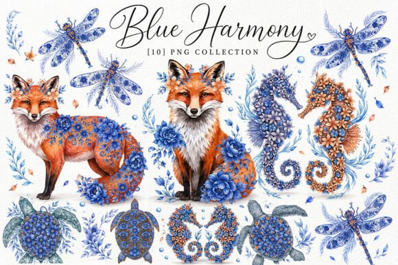 Download Watercolor Floral Animal Clipart Png Set - Water Collection