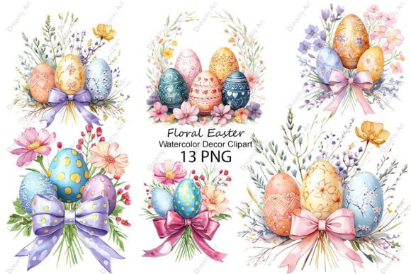 Download Watercolor Floral Easter Decor Clipart - Water Collection