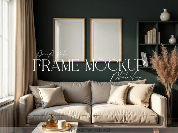 Download Two Frames Dark Interior Frame Mockup - Mockup Collection