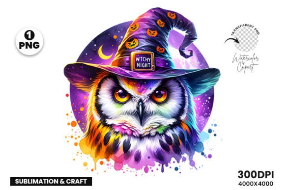Download Watercolor Halloween Owl Clipart PNG - Water Collection
