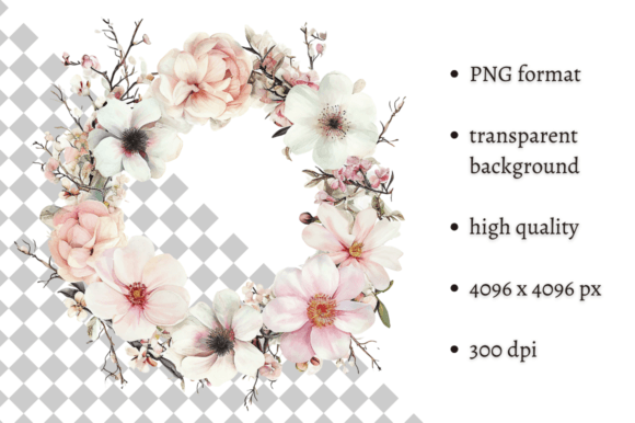 Download Watercolor Spring Floral Wreath Clipart - Water Collection