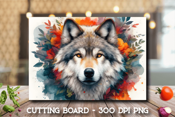 Download Fall Watercolor Wolf Art Cutting Board - Water Collection