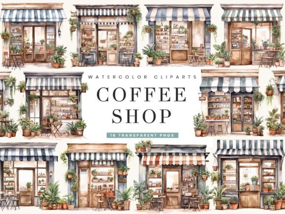 Download Watercolor Coffee Shop Clipart Bundle - Water Collection