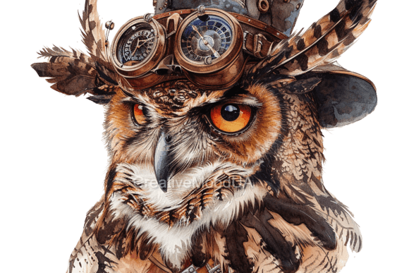 Download Steampunk Owl. Watercolor. PNG - Water Collection