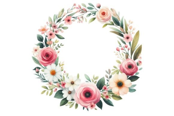 Download Watercolor Floral Wreath Clipart - Water Collection