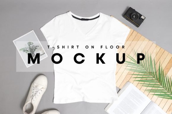 Download T-Shirt on Floor Mockup - Mockup Collection
