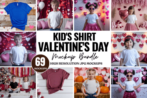 Download Kids Valentine's Day Shirt Mockup Bundle - Mockup Collection