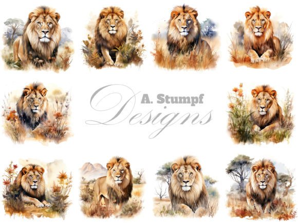 Download Lion Clipart Watercolor Animal Bundle - Water Collection