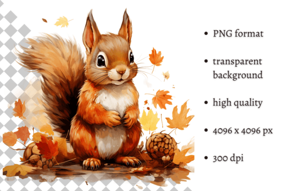 Download Cute Watercolor Autumn Squirrel Clipart - Water Collection