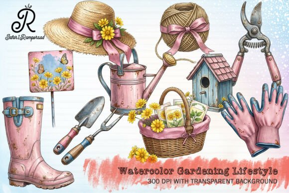 Download Watercolor Gardening Lifestyle Clipart - Water Collection