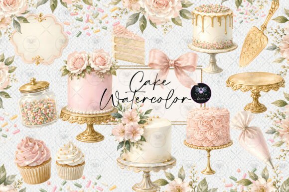 Download Elegant Pink Cake Watercolor Clipart - Water Collection