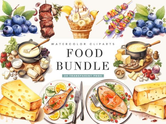 Download Watercolor Food Bundle Clipart Bundle - Water Collection