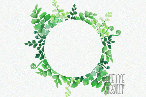 Download Watercolor Botanical Fern Frame (circle) - Water Collection