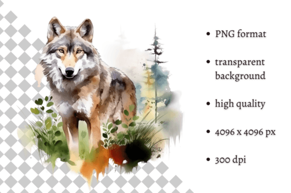 Download Watercolor Wolf PNG Illustration - Water Collection