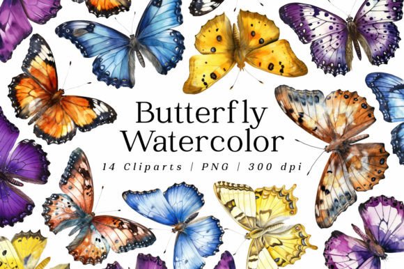 Download Realistic Butterfly Watercolor Cliparts - Water Collection