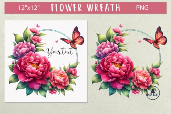 Download Peony Wreath Png Watercolor Floral Frame - Water Collection