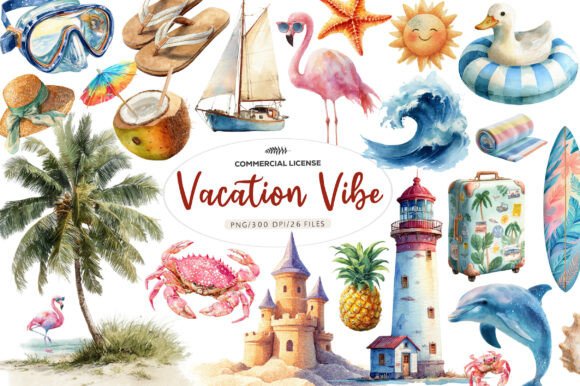 Download Watercolor Vacation Vibe Clipart - Water Collection
