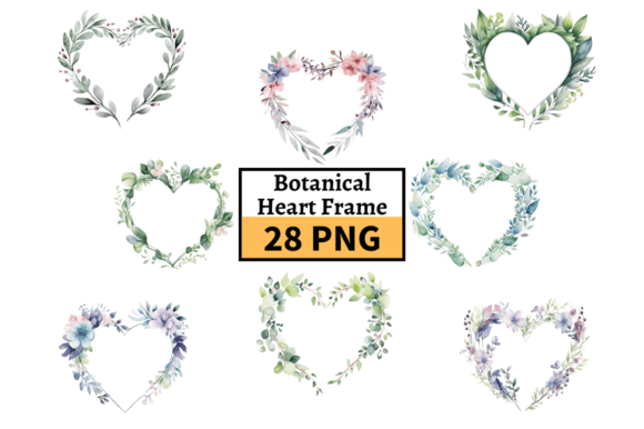 Download Watercolor Botanical Heart Frame Clipart - Water Collection