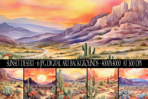 Download Watercolor Sunset Desert Backgrounds - Water Collection