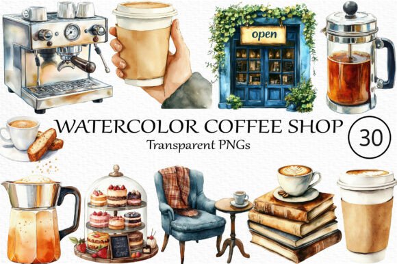 Download Watercolor Coffee Shop Clipart - Water Collection