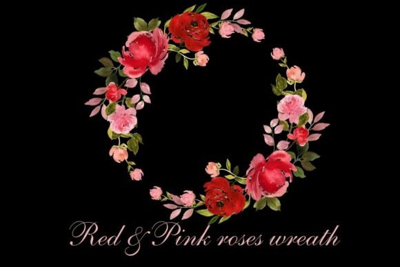 Download Red &amp; Pink Rose Watercolor Floral Wreath - Water Collection