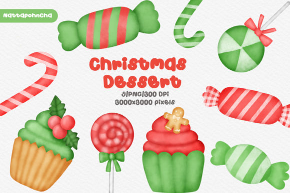 Download Watercolor Christmas Dessert Clipart Set - Water Collection