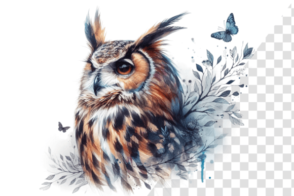 Download Wise Owl Reflections Watercolor Art - Water Collection