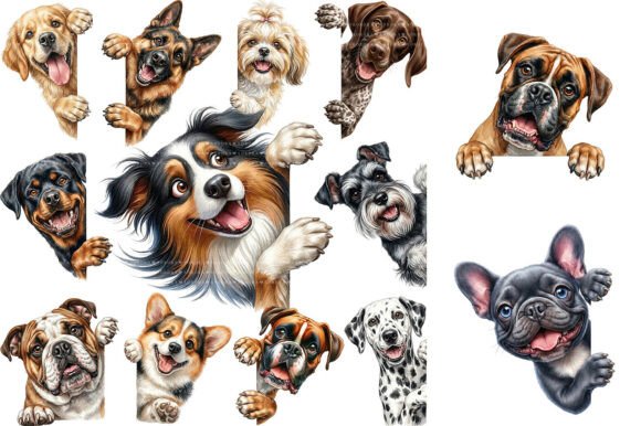 Download Watercolor Peeking Dog Clipart Bundle - Water Collection