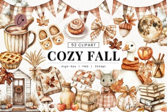 Download Watercolor Cozy Fall Clipart Bundle - Water Collection