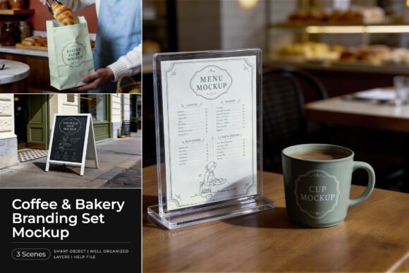 Download Coffee &amp; Bakery Branding Set Mockup - Mockup Collection
